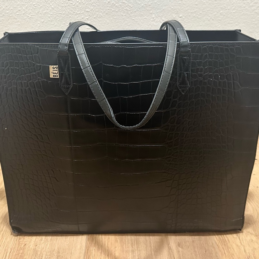 Béis Large Work Tote - Black Croc WITH INSERT!